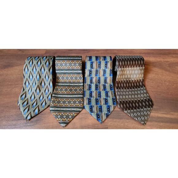 LOT OF 4 Fratello handmade Geometric Ties Browns and blues - Picture 3 of 8